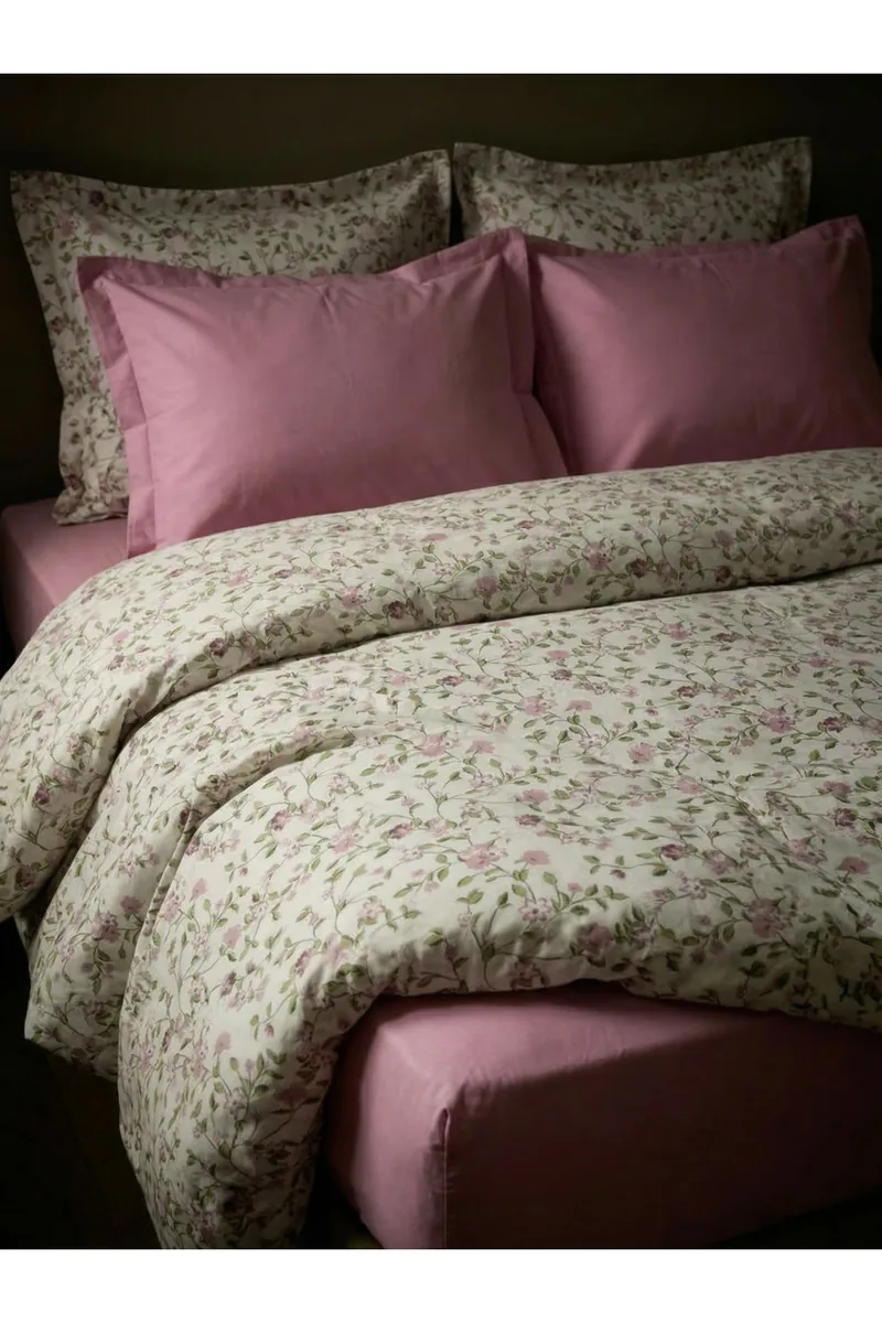 Pembe Çiçek Desenli Nevresim Takımı, fotoğraf 3